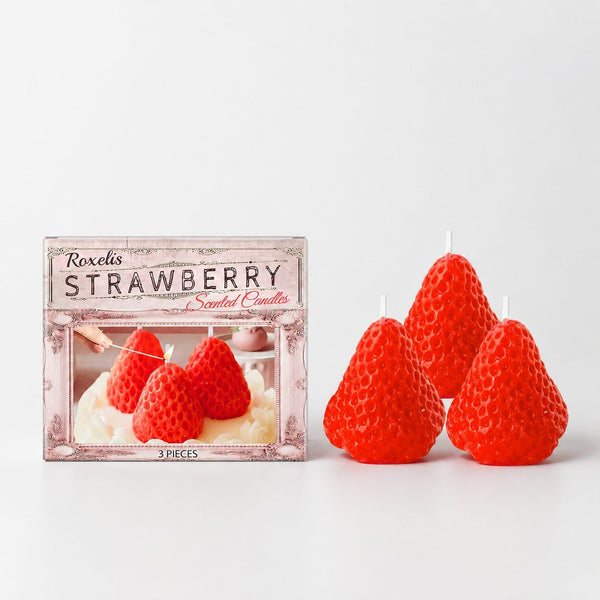 Scented Candle Gift Set — Strawberry Shaped, 3 Pieces