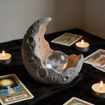 Crescent Moon Candle Holder — Lunar Texture Tray