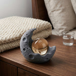 Crescent Moon Candle Holder — Lunar Texture Tray
