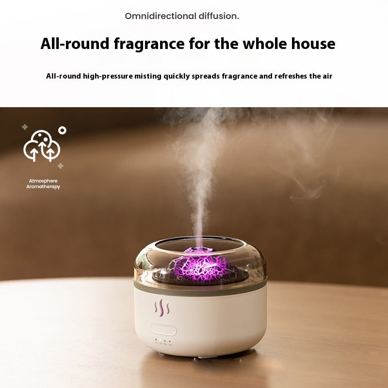Flame Aromatherapy Diffuser — Realistic Flame & Volcano Effect, USB-C Rechargeable